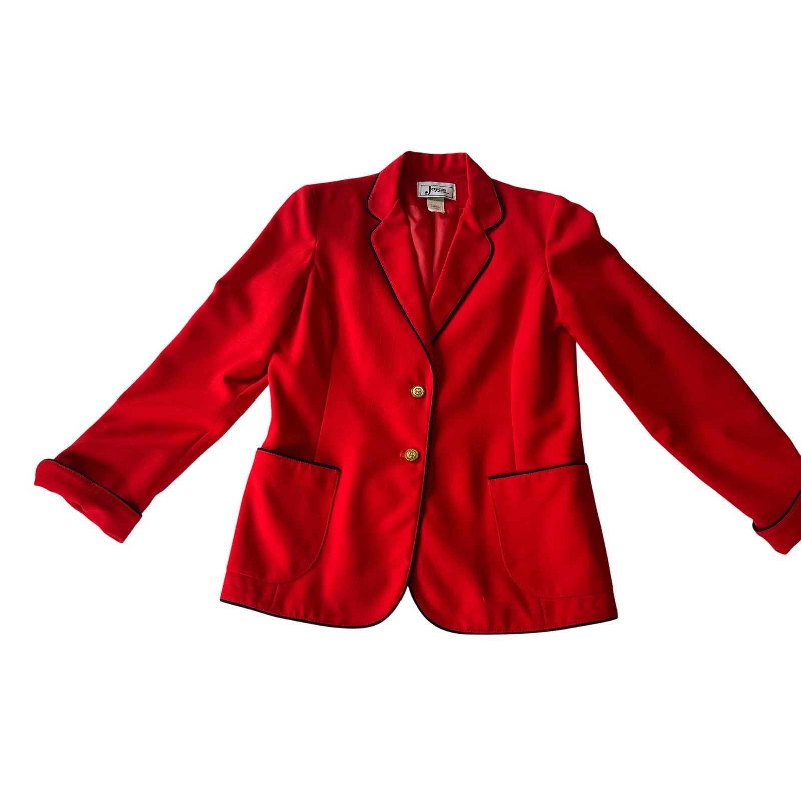 Vintage 70s Red Blazer Navy Piping Gold Buttons Ilgwu Size S Preppy Nautical